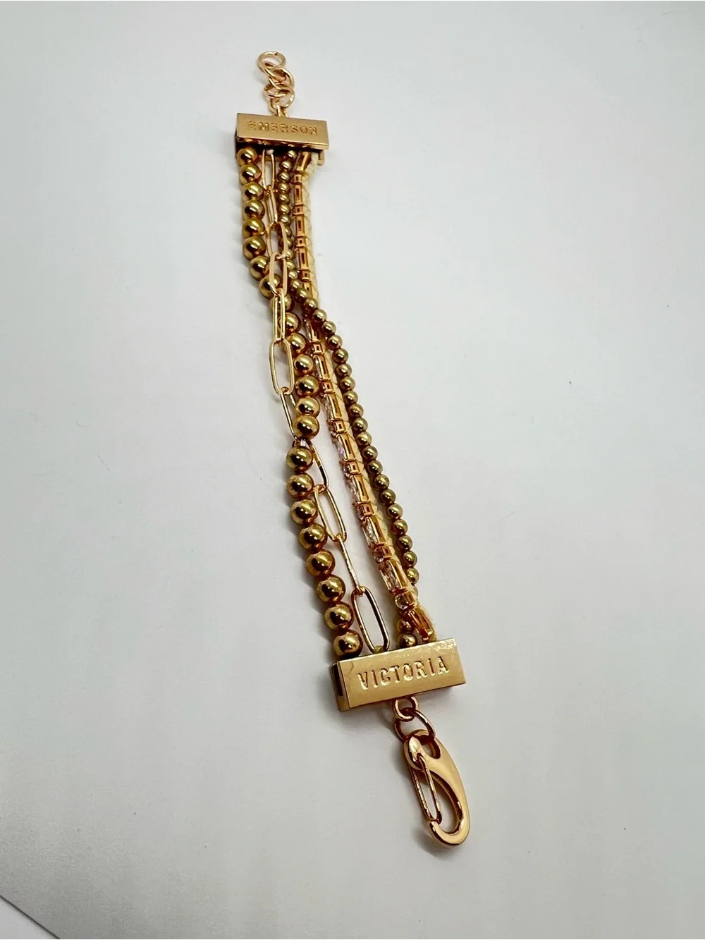 Victoria Emerson Multi-Strand Gold Tone Bracelet Bohemian Festival